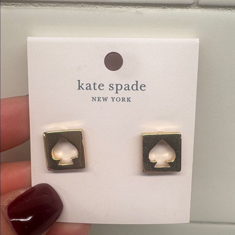 Kate Spade Gold and Pink Heart Stud Earrings